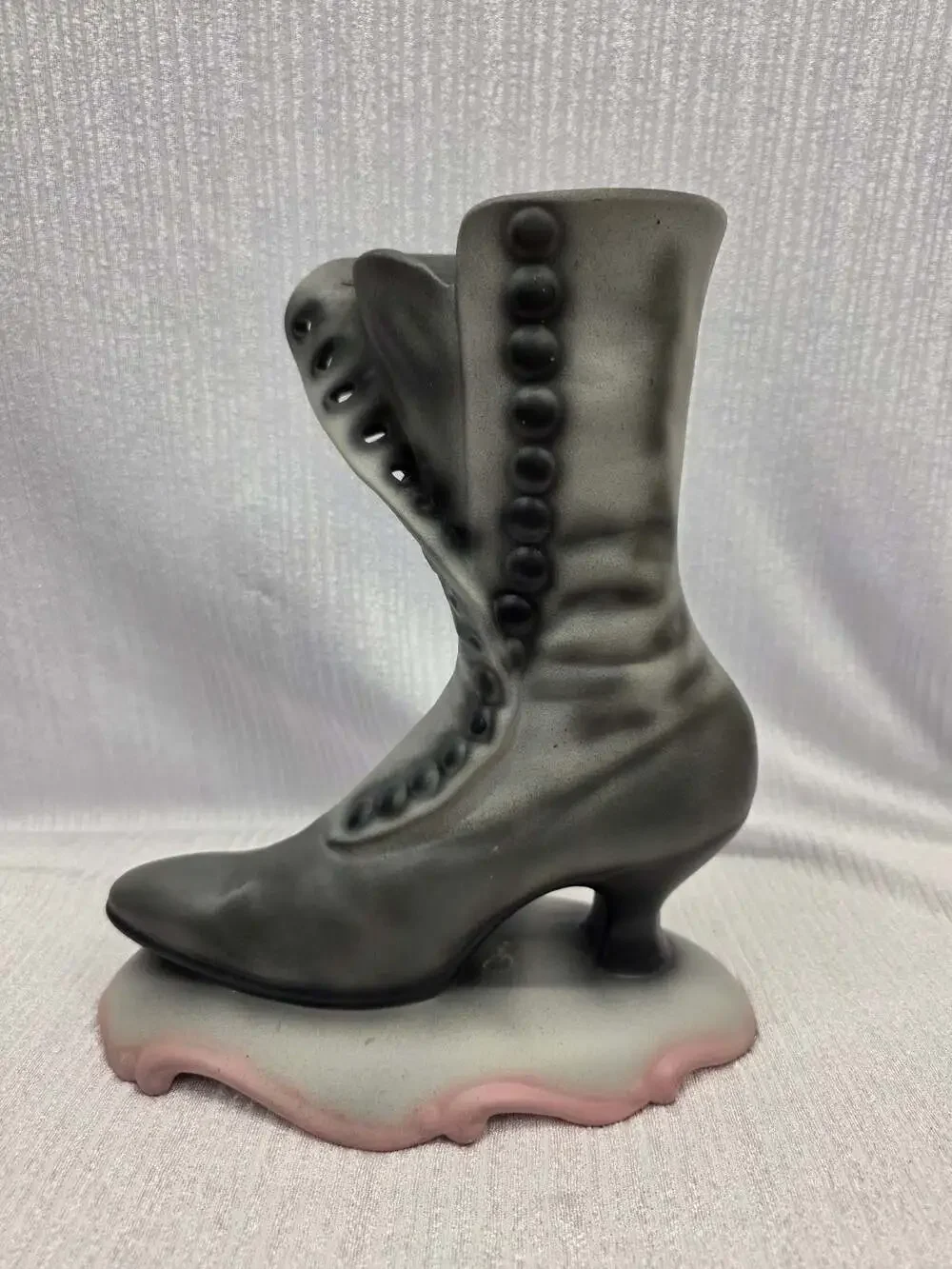 Vintage Atlantic Mold Ceramic Victorian High-Button Boot Vase Planter